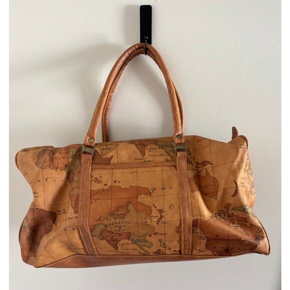 Vintage‎ Gitano World Map Duffle Bag Travel Carry On Luggage Atlas Leather - Picture 13 of 13